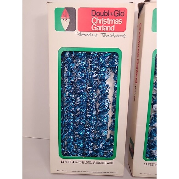Vintage Doubl Glo Christmas Blue/White Garland 2-12'x 1.25" Boxes - Picture 2 of 6